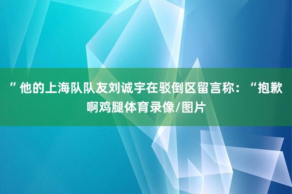 ”他的上海队队友刘诚宇在驳倒区留言称：“抱歉啊鸡腿体育录像/图片