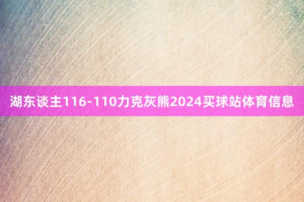 湖东谈主116-110力克灰熊2024买球站体育信息
