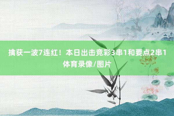 擒获一波7连红！本日出击竞彩3串1和要点2串1体育录像/图片