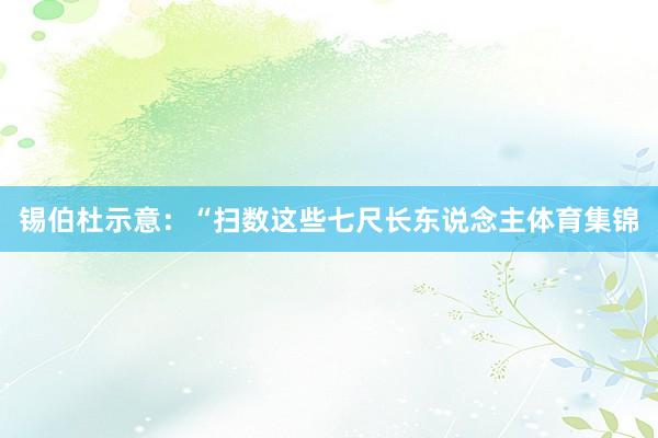 锡伯杜示意：“扫数这些七尺长东说念主体育集锦