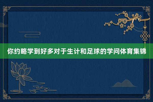 你约略学到好多对于生计和足球的学问体育集锦