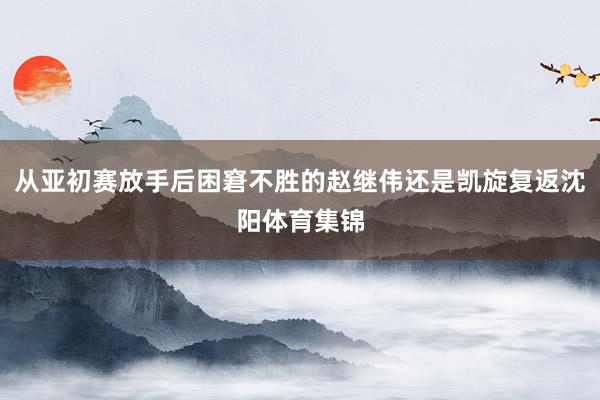 从亚初赛放手后困窘不胜的赵继伟还是凯旋复返沈阳体育集锦