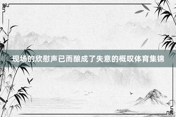现场的欣慰声已而酿成了失意的概叹体育集锦