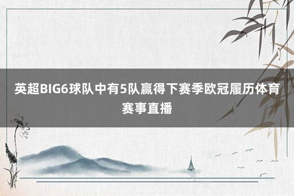 英超BIG6球队中有5队赢得下赛季欧冠履历体育赛事直播