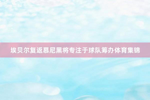 埃贝尔复返慕尼黑将专注于球队筹办体育集锦