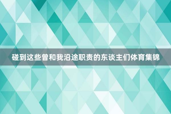 碰到这些曾和我沿途职责的东谈主们体育集锦
