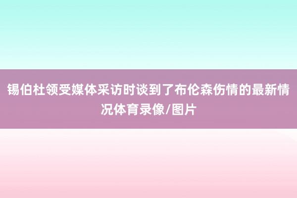 锡伯杜领受媒体采访时谈到了布伦森伤情的最新情况体育录像/图片