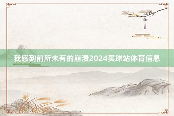 我感到前所未有的崩溃2024买球站体育信息